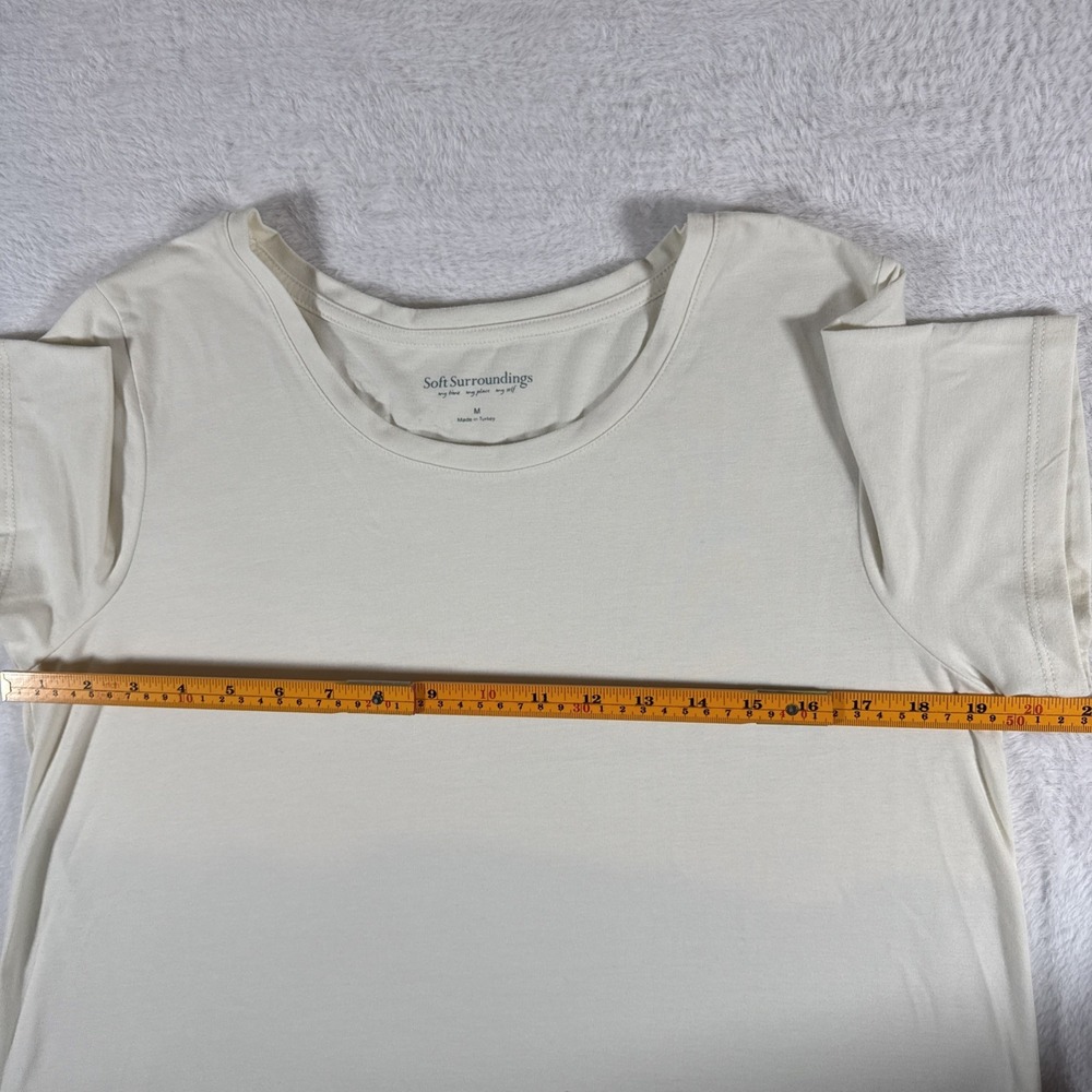 SOFT SURROUNDINGS WOMAN M ivory stretch short sleeve SOFT KNIT TEE Willa - Picture 5 of 10